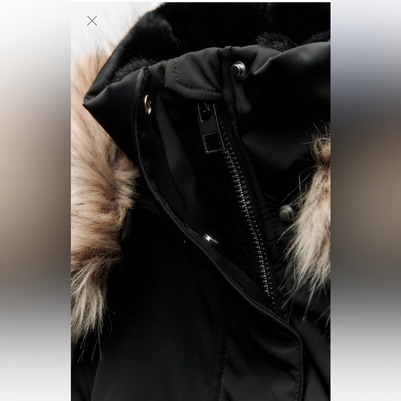 ZARA WATER AND WIND PROTECTION PARKA XS BLACK FUR WINTER COAT JACKET 1255/777 - Picture 8 of 17